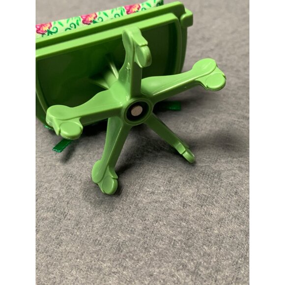 Loving Family Green Office Swivel Chair Dollhouse Furniture with Floral Cushion - Picture 3 of 5